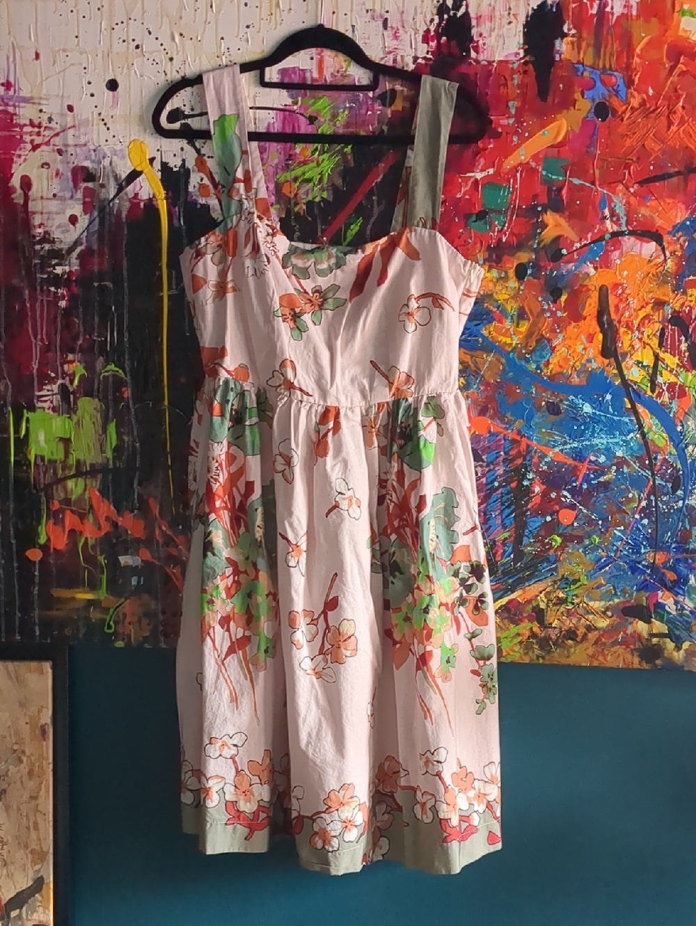 100% Cotton Poplin Floral Sundress Made In Italy